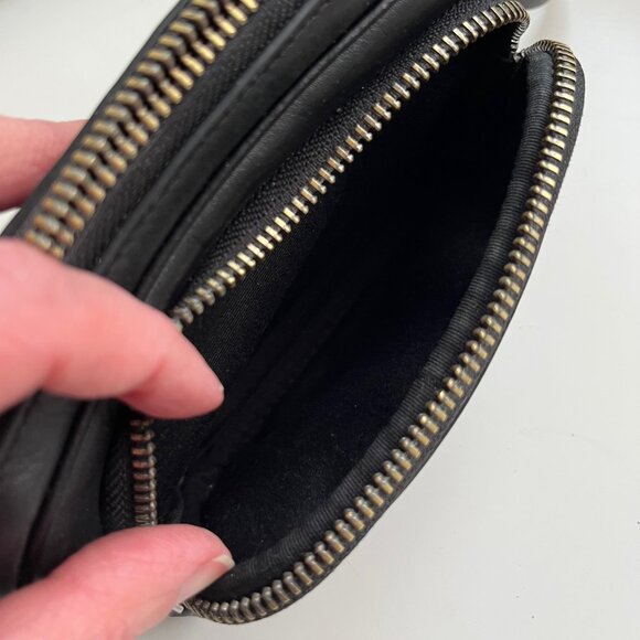 Restored Coach Mini Edge Double Pouch Crossbody Bag in Smooth Black Leather - Picture 9 of 12